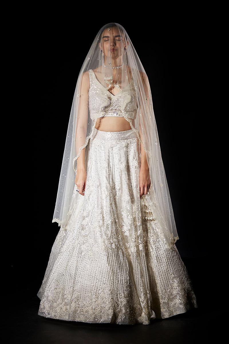 Tonal Off White Net Lehenga Set - Image 6