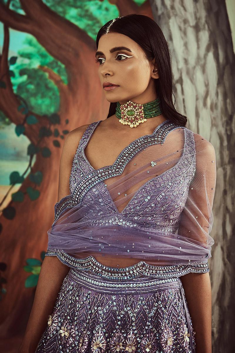 Tonal periwinkle lehenga set - Image 2