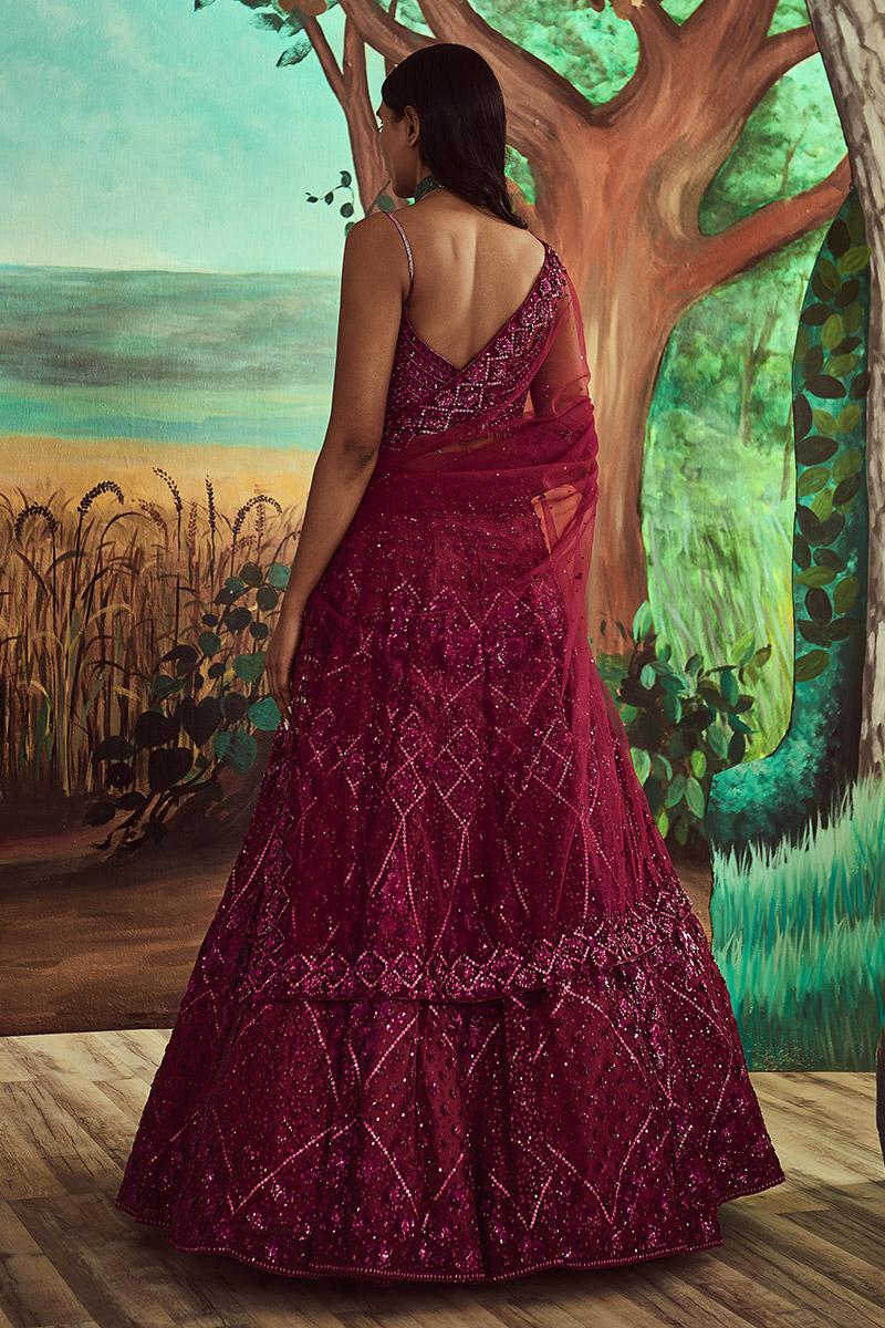 Tonal wine lehenga set - Image 2