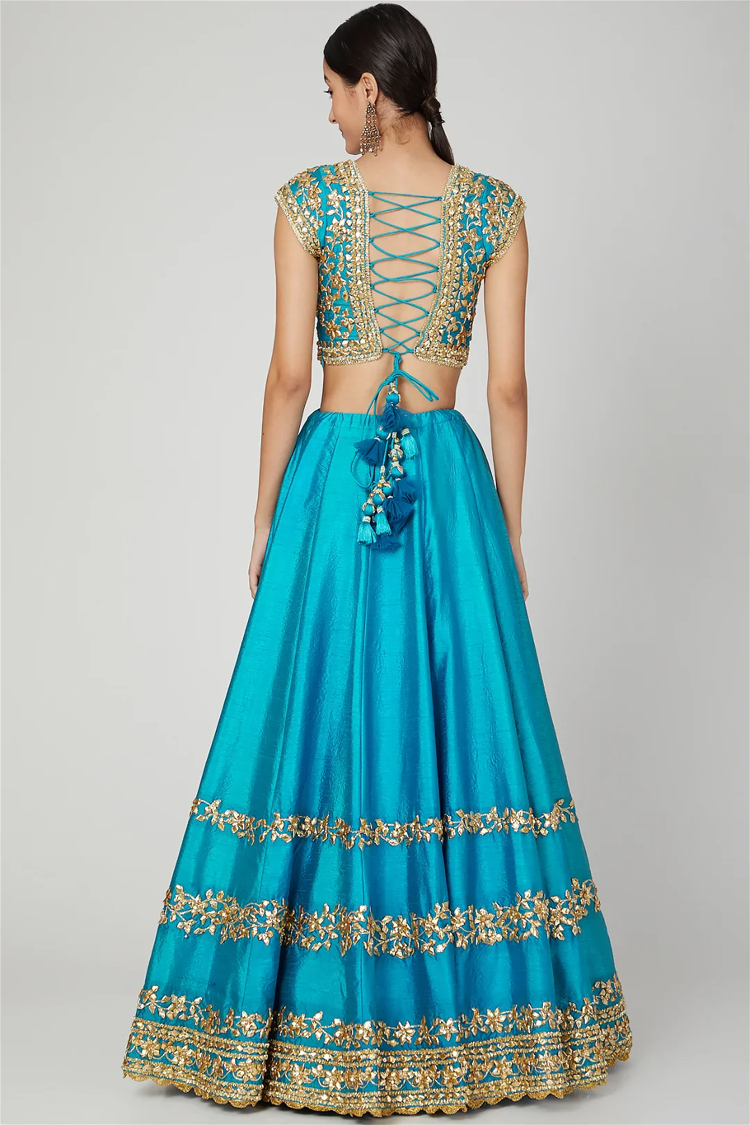 Turquoise Embroidered Lehenga Set - Image 4