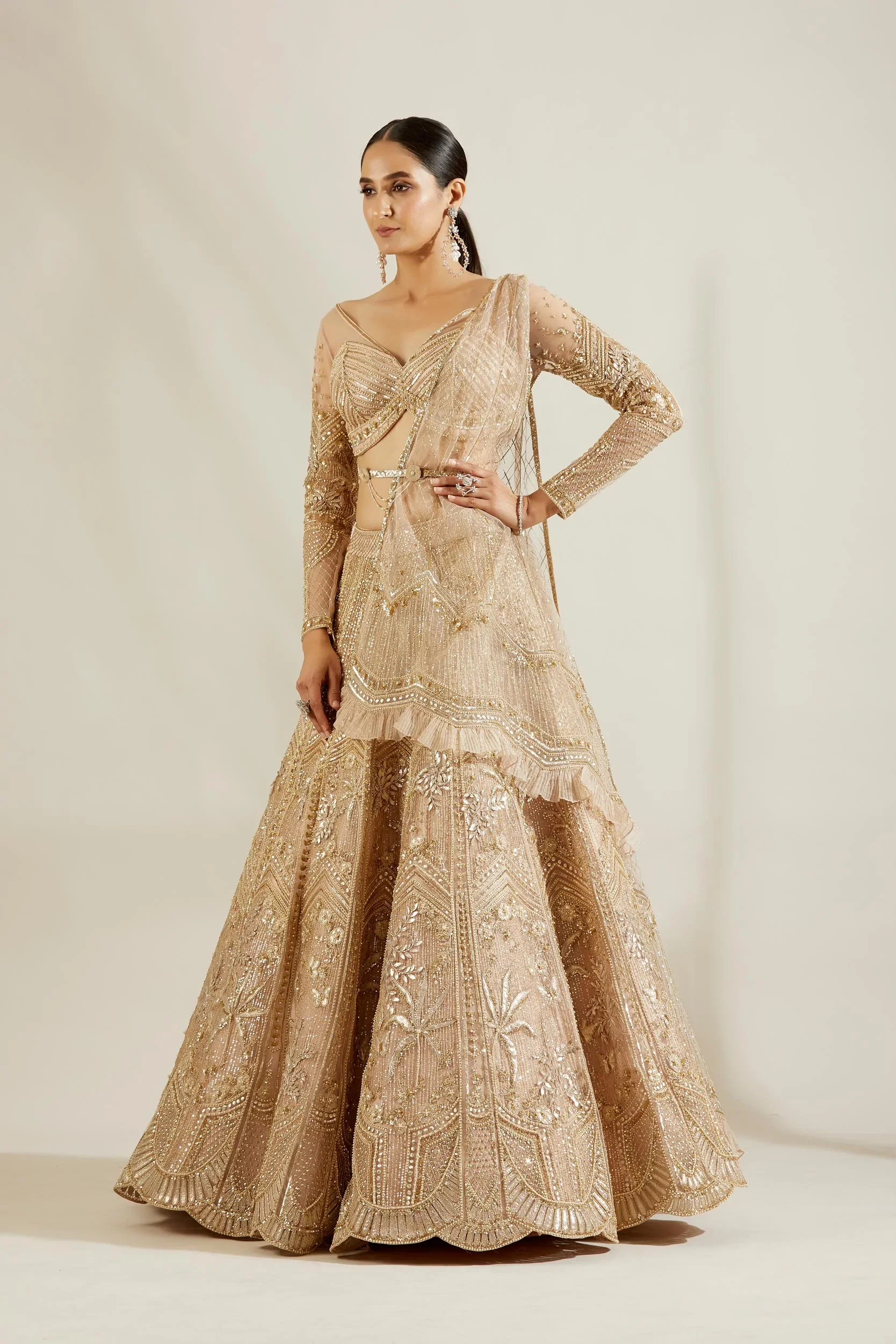 Tuscany Gold Tree Lehenga - Image 3