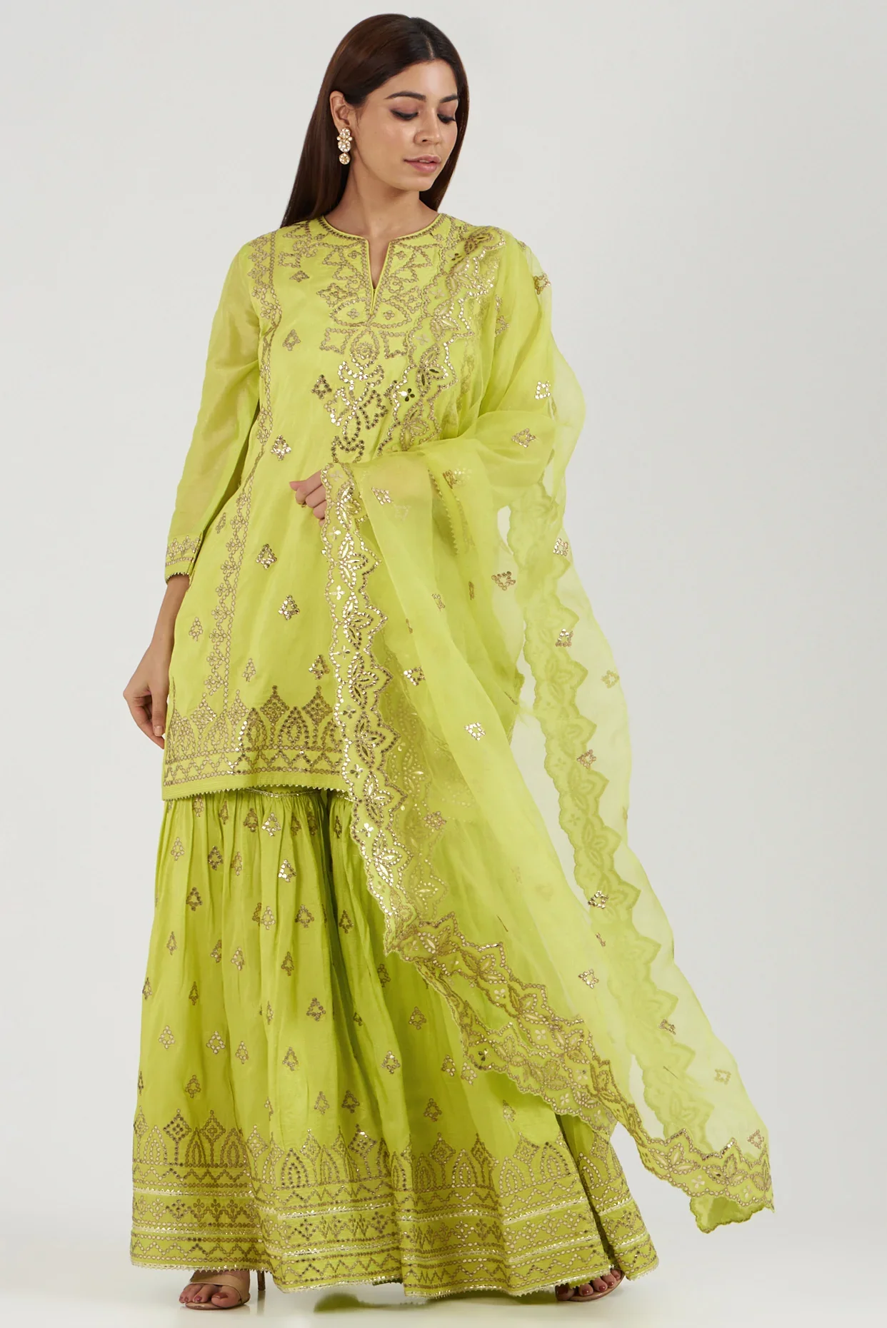 Green Twisha Sharara Set
