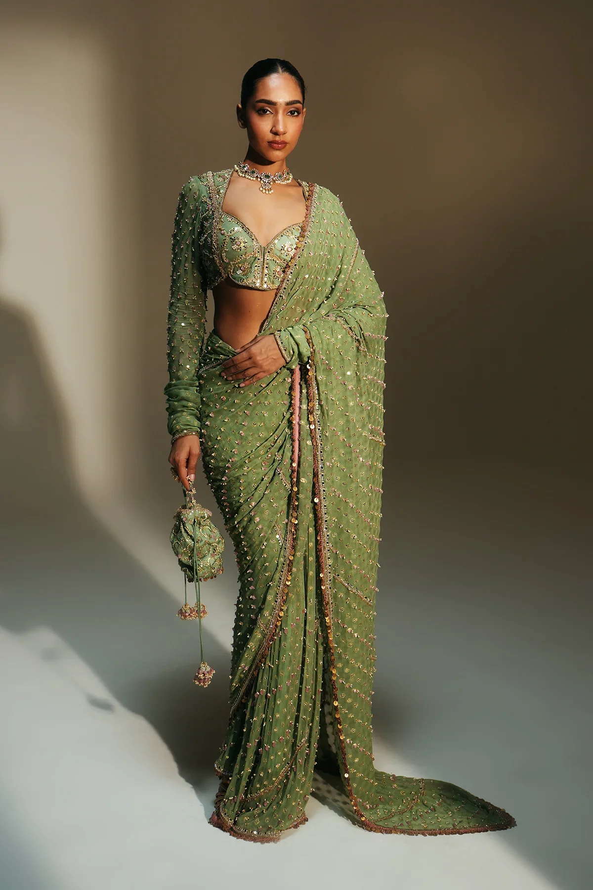 UNNATI - Heavy Hand Embroidered Predraped Saree