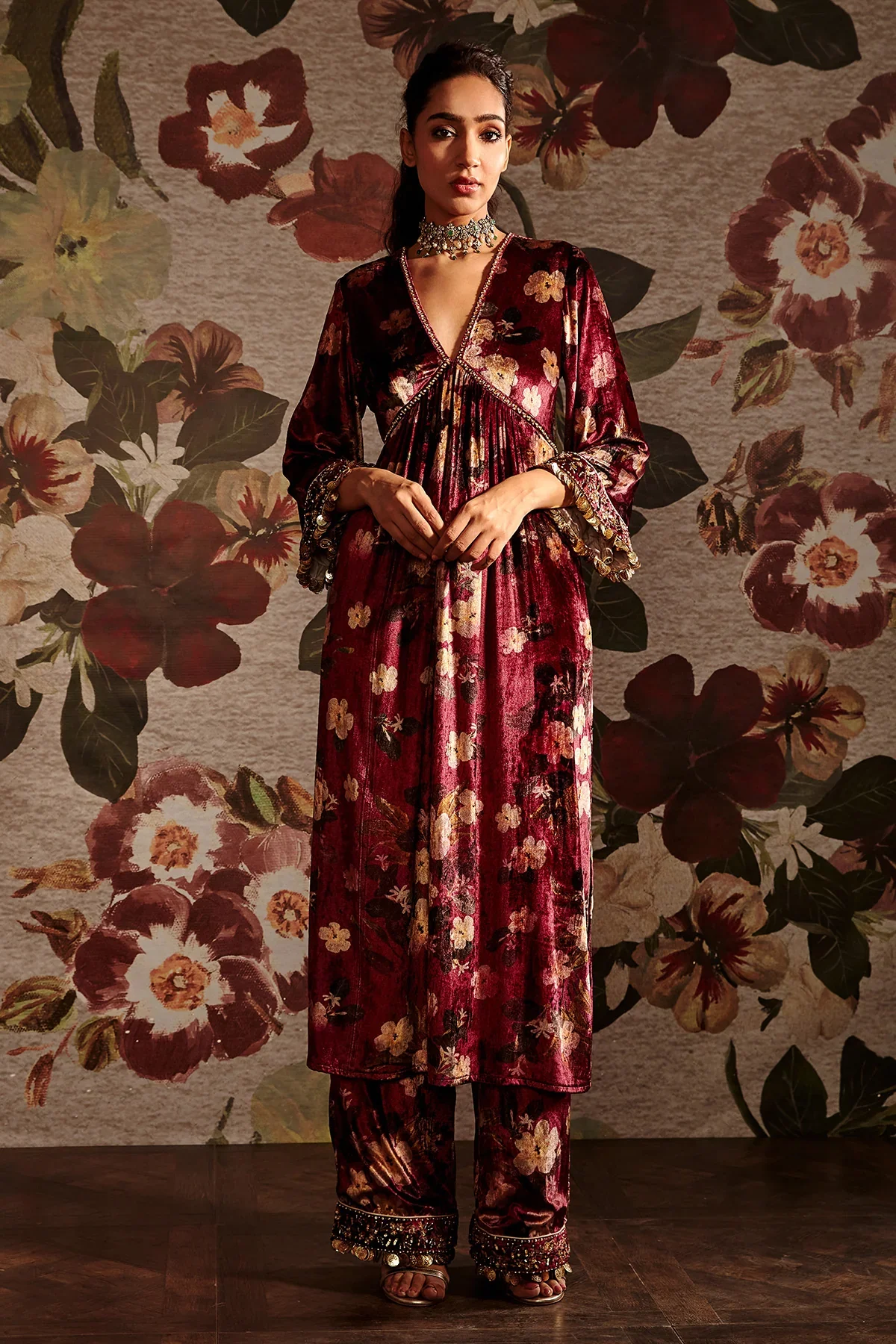 V Neck Kaftan with Pants