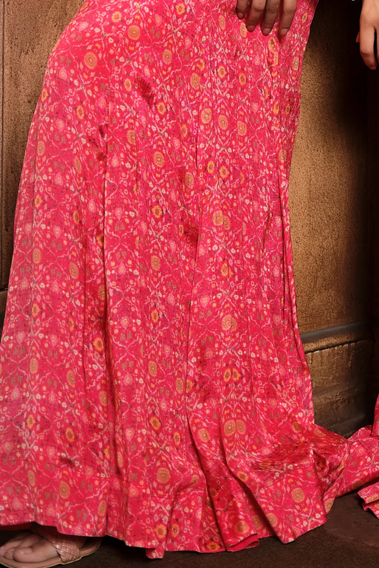 Vermillion Red Kaftan With Kali Sharara - Image 4