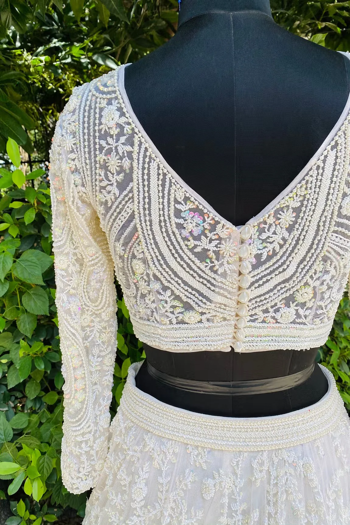 White Chroma Embroidered Lehenga Set - Image 3