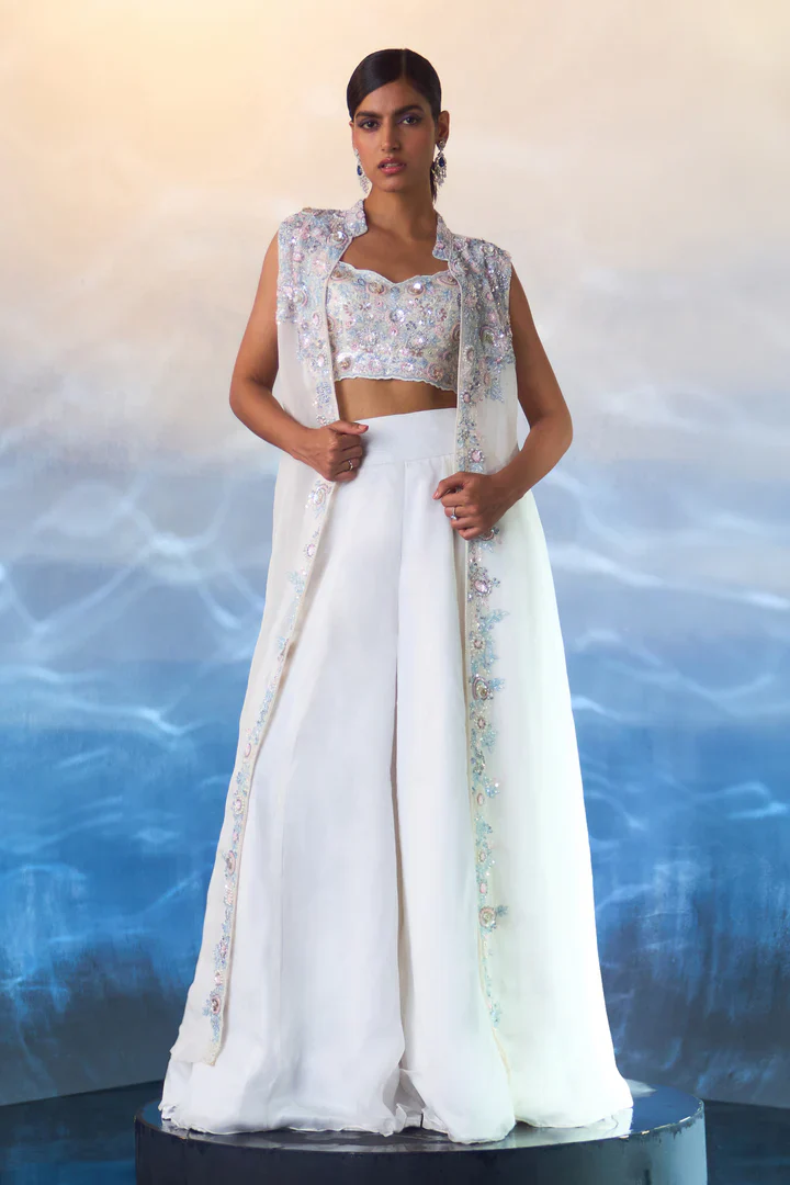 White Organza Jacket Set