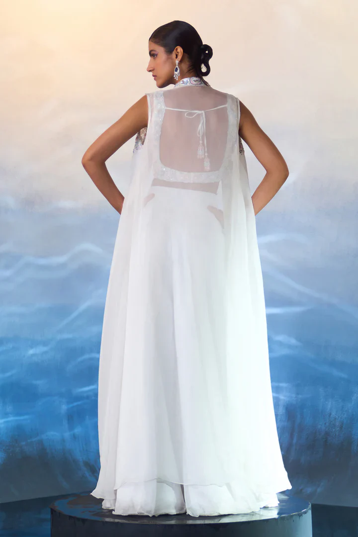 White Organza Jacket Set - Image 5