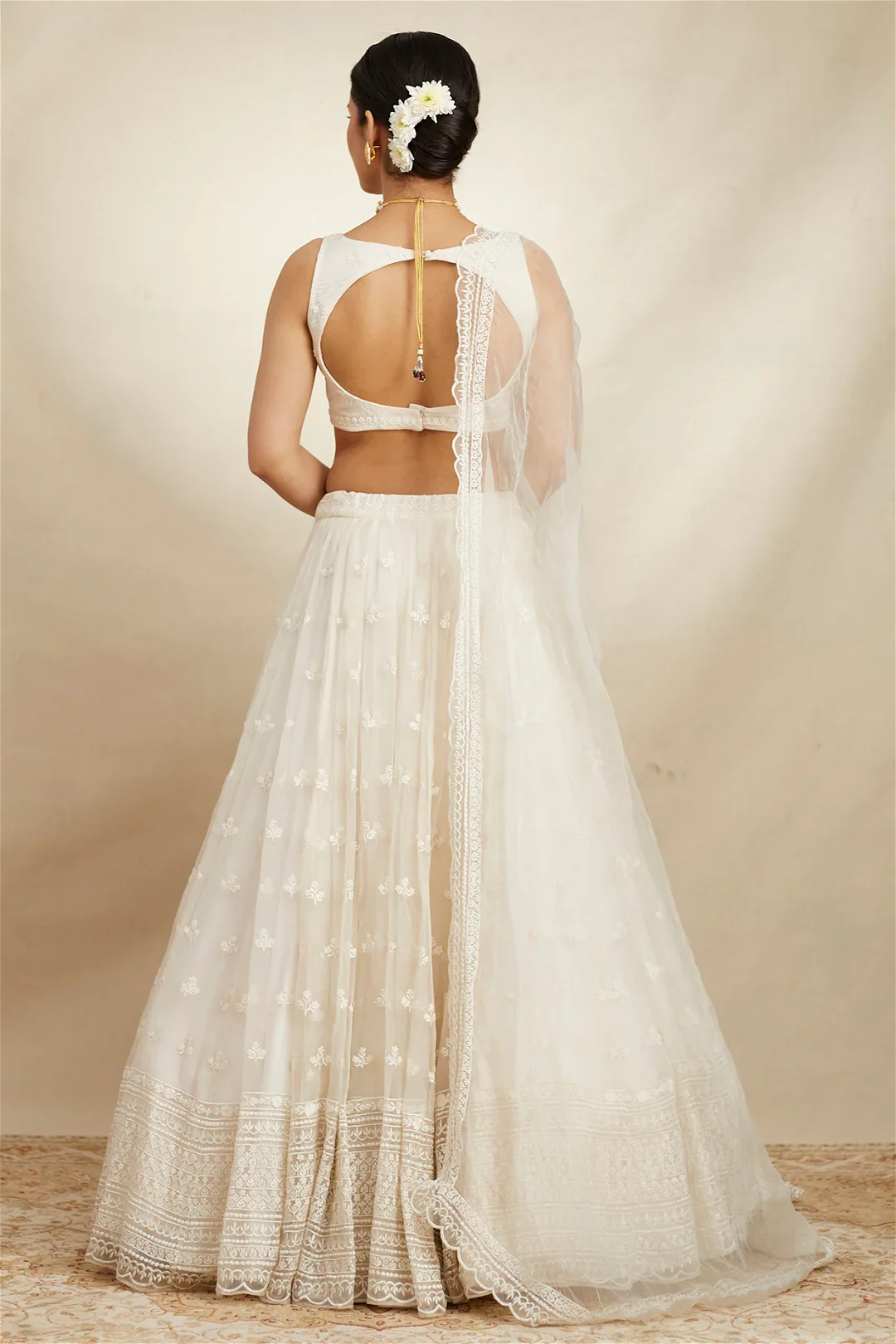 White Organza Lehenga Set - Image 2