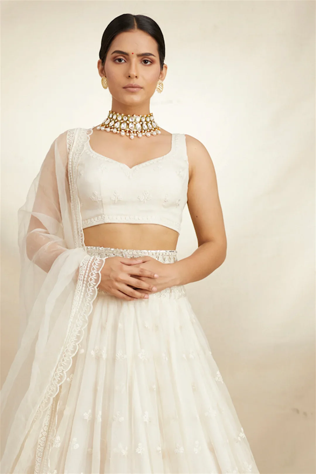 White Organza Lehenga Set - Image 3