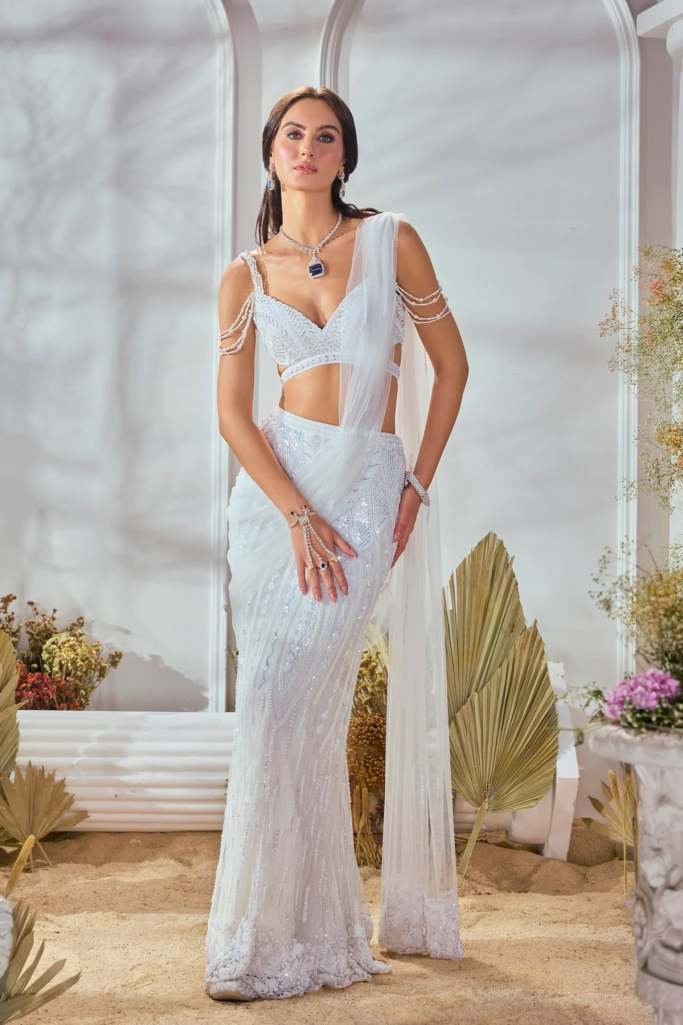White Pearl Saree