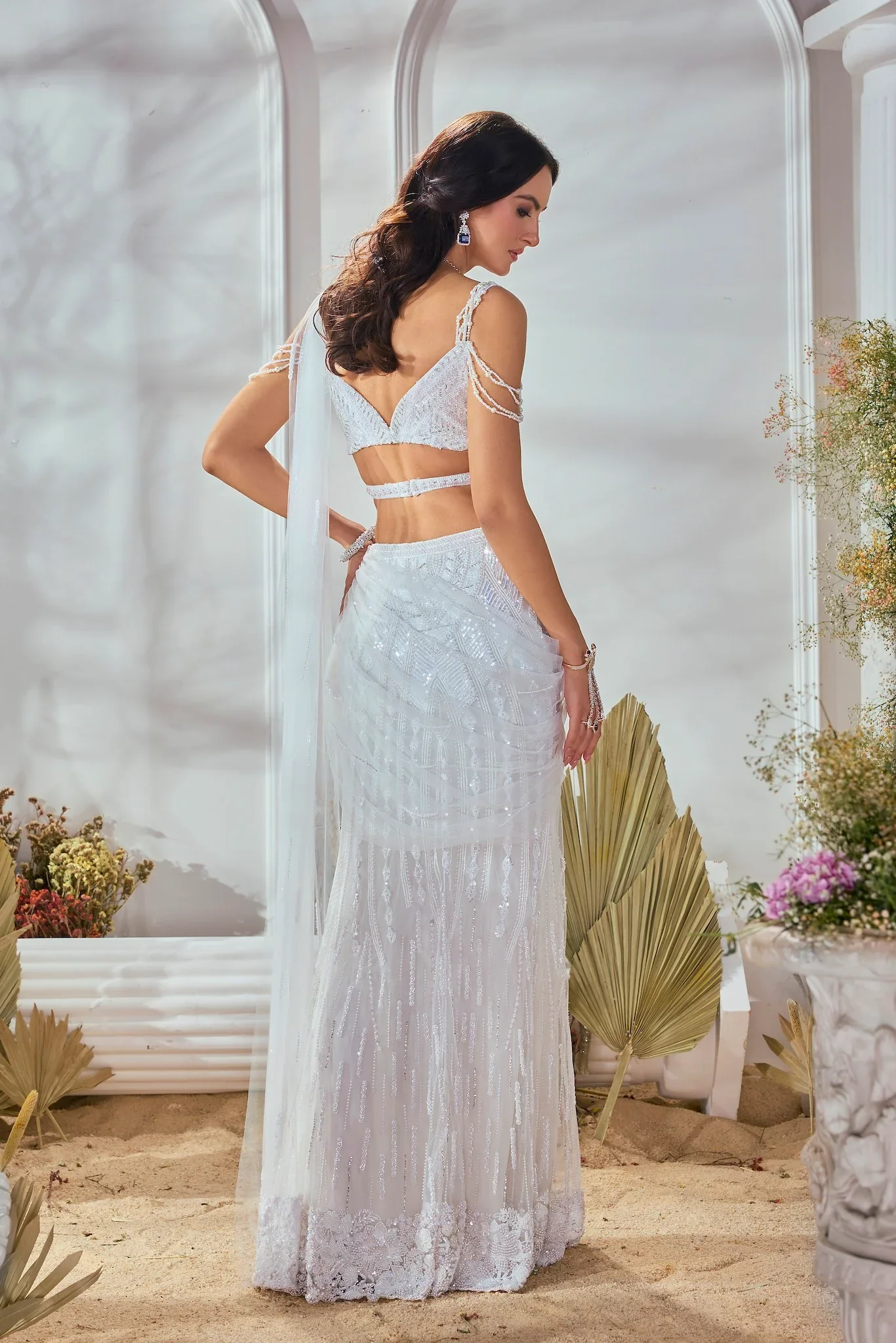 White Pearl Saree - Image 5