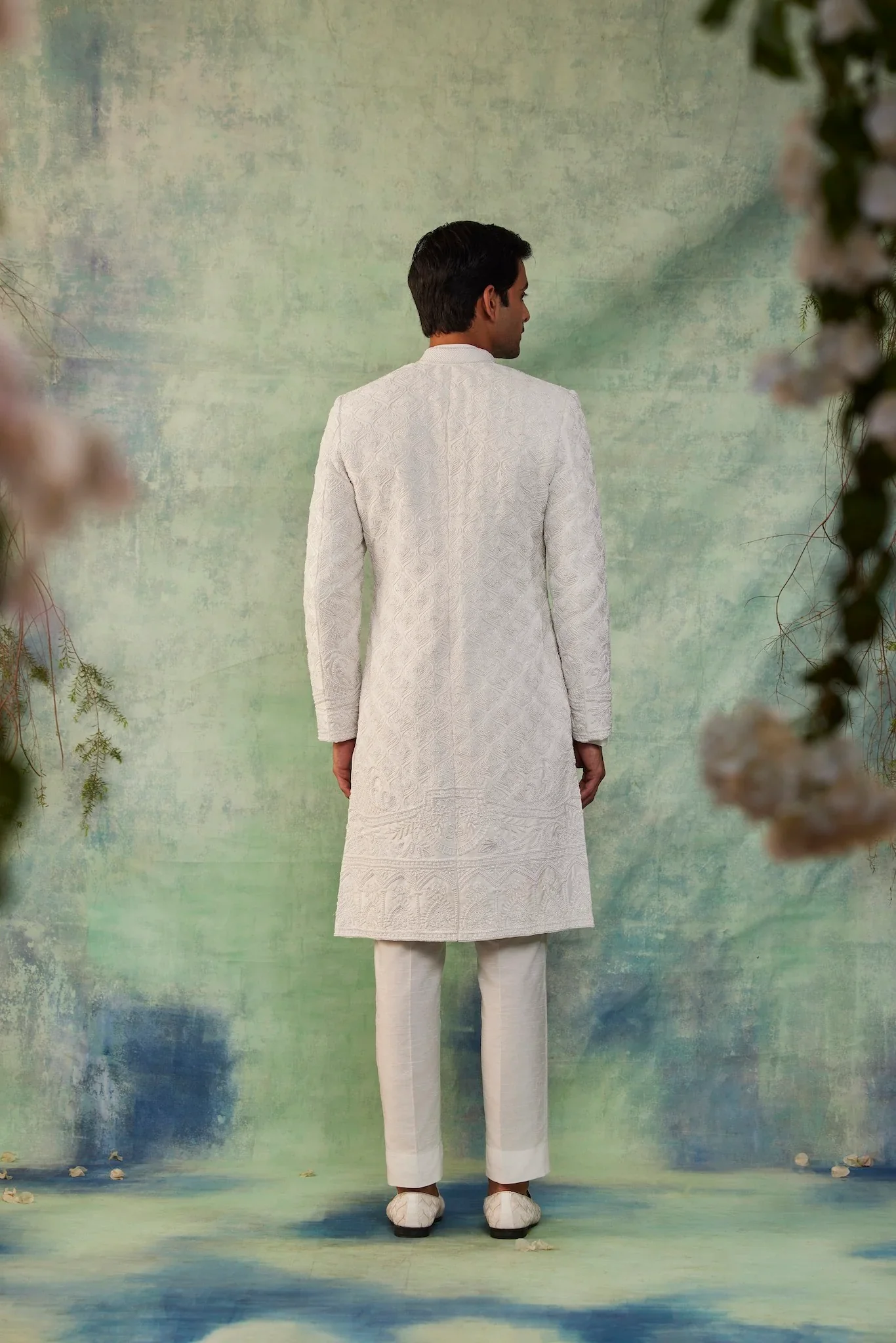 White Pearl Sherwani - Image 3