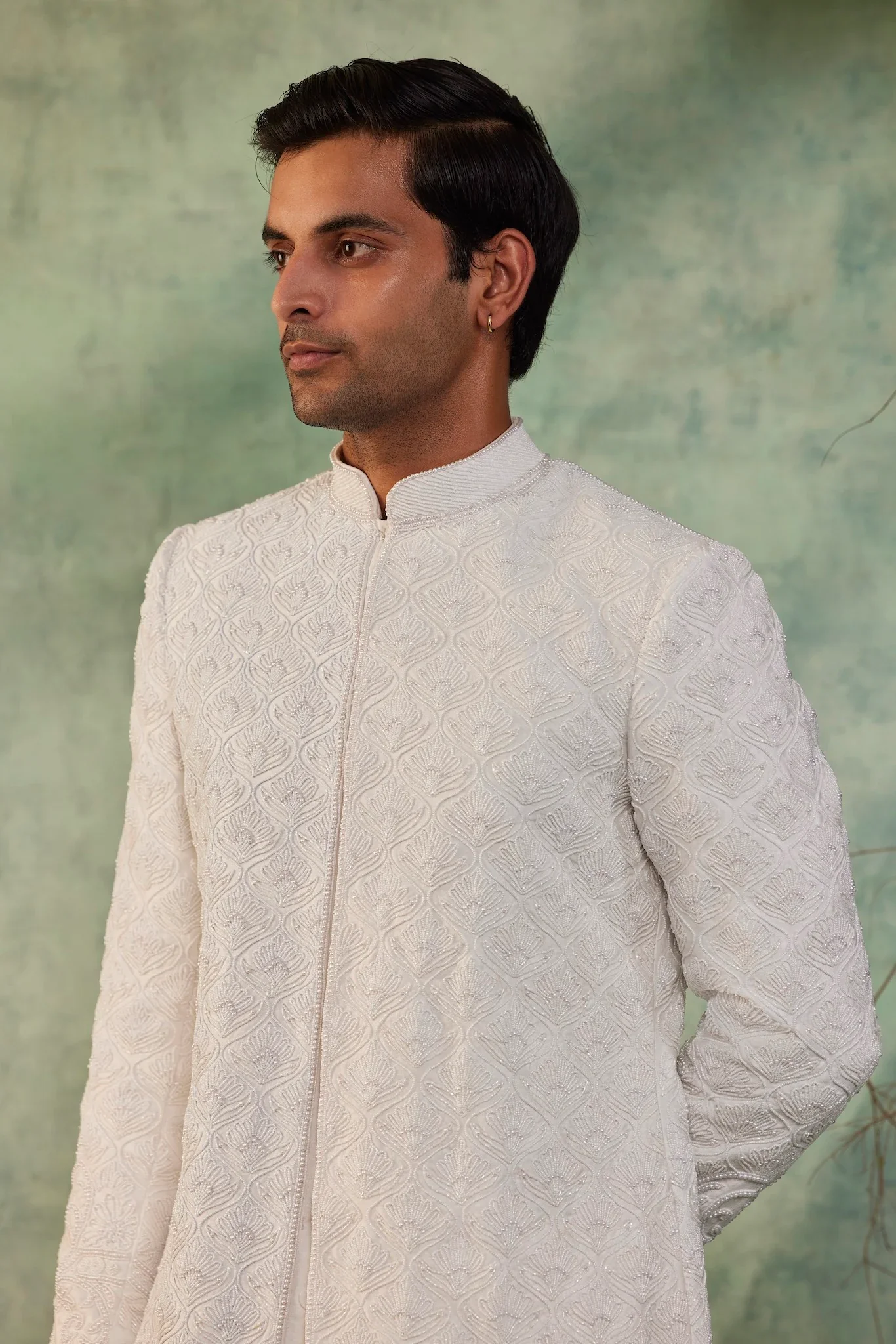 White Pearl Sherwani - Image 4