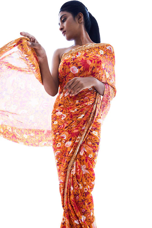 William Morris Printed Crepe Saree