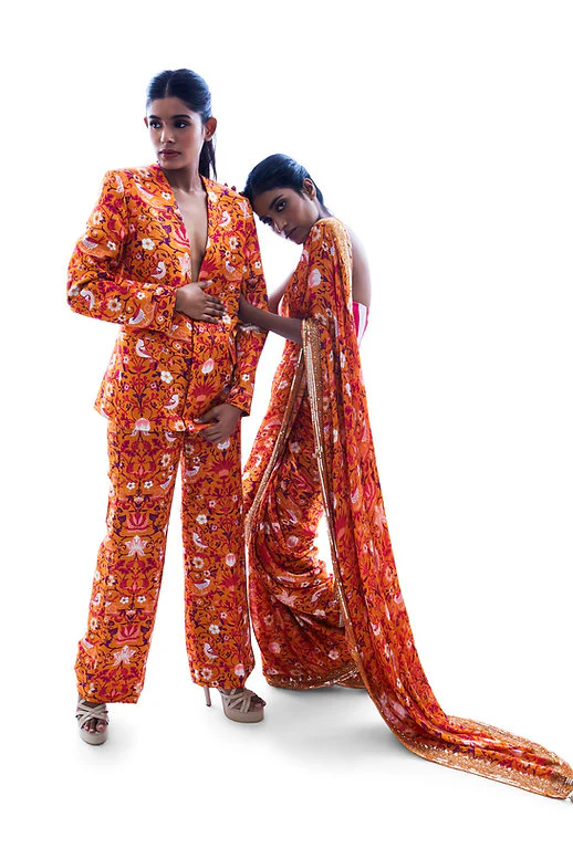 William Morris Printed Crepe Saree - Image 3