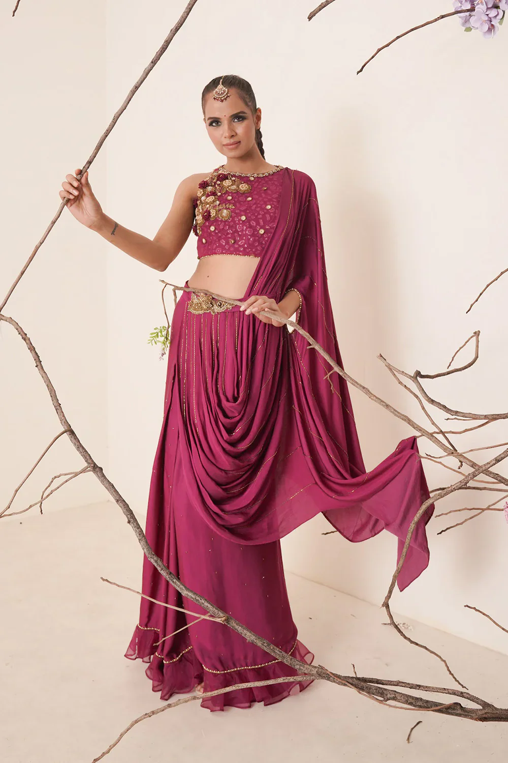 Wine Saree - Image 4