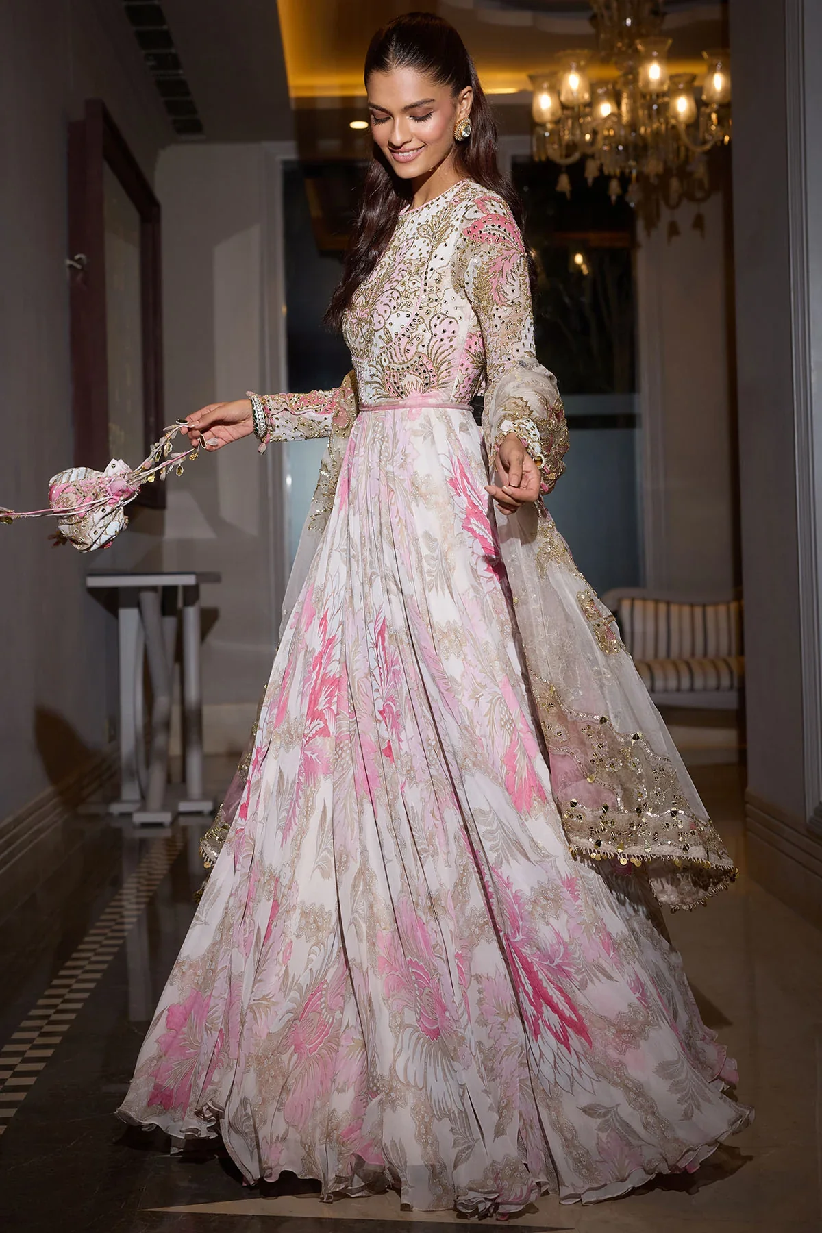 Yara - Hand Embroidered Anarkali Paired with Dupatta - Image 2