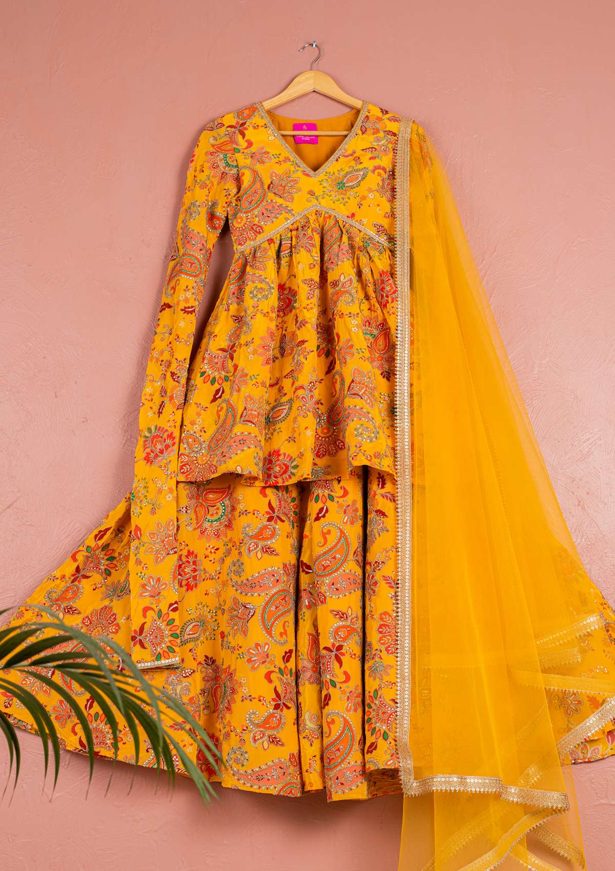 Yellow Bloom Printed Kurta Sharara Set