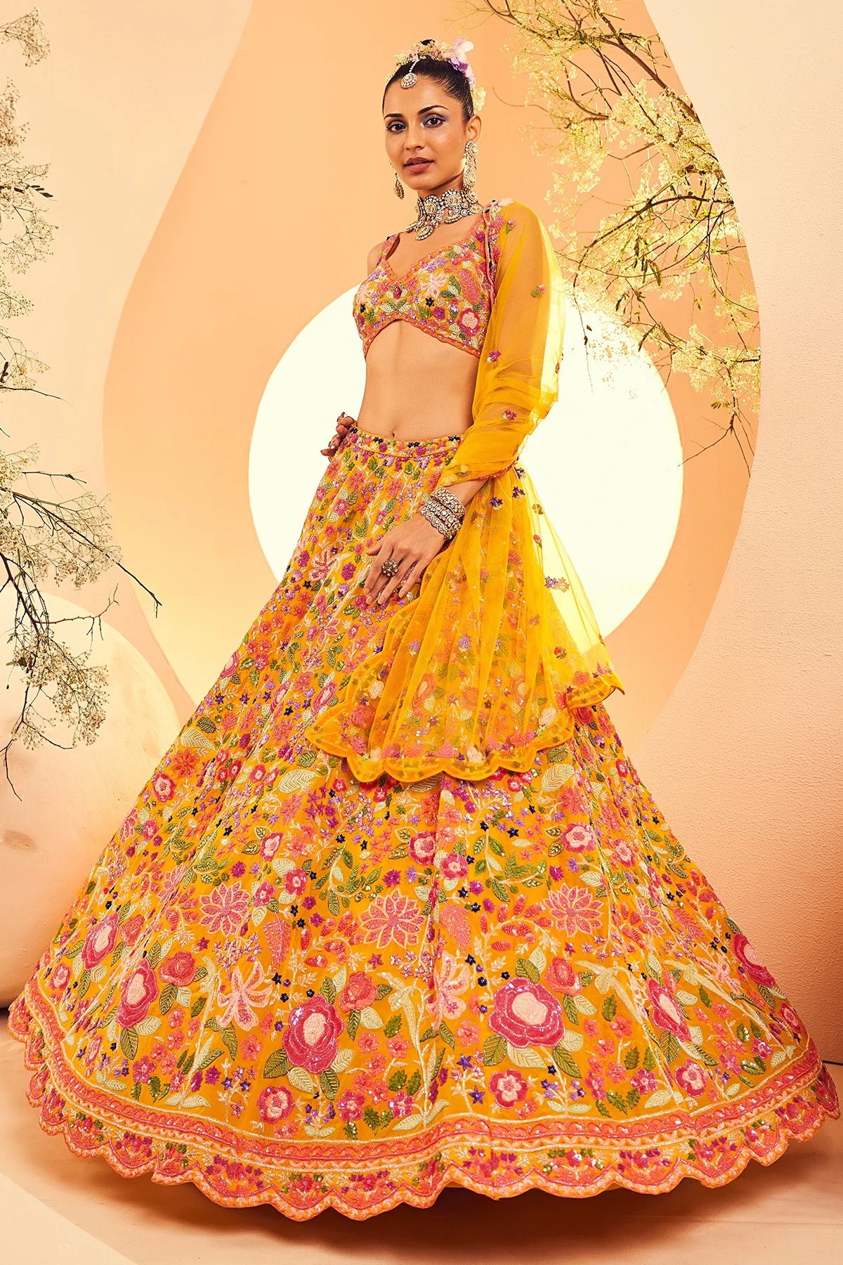 Yellow Multi Lehenga - Image 4