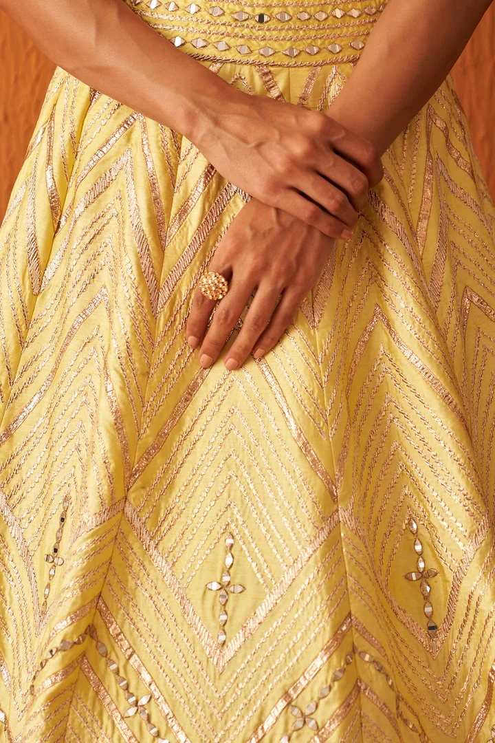 Yellow Raw Silk Lehnga Set - Image 4