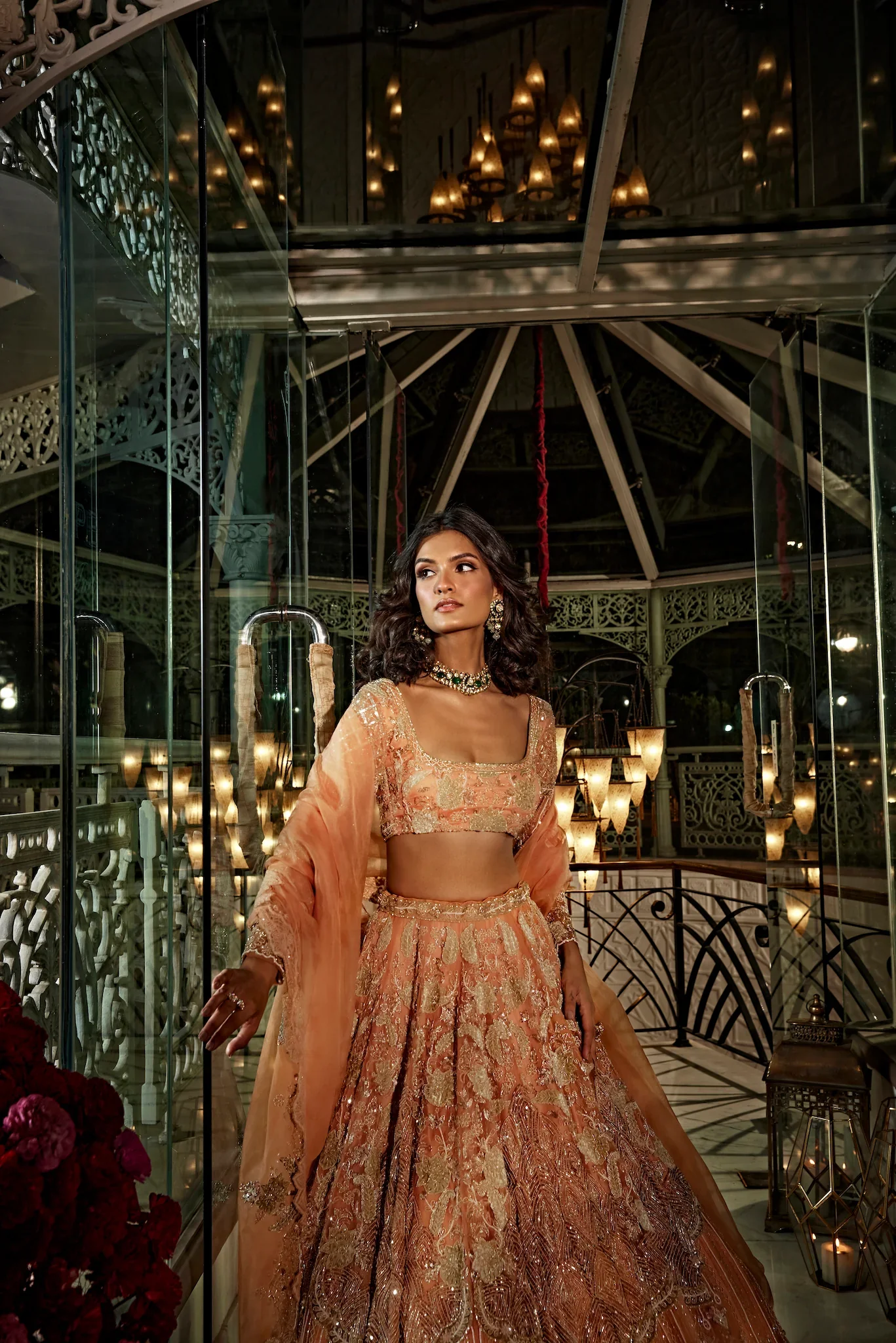 ZEHRA - Fully Hand Embroidered 12 Kalis Lehenga Set - Image 3