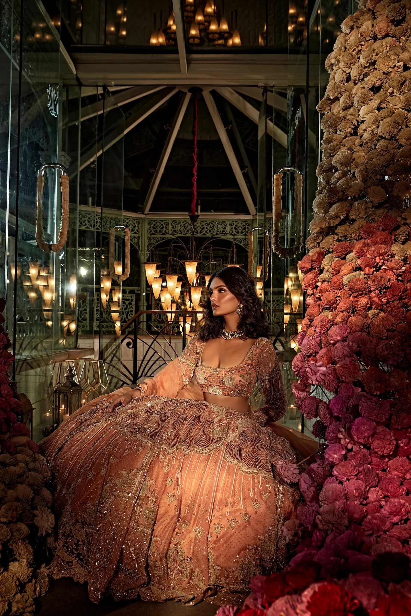 ZEHRA - Fully Hand Embroidered 12 Kalis Lehenga Set - Image 4