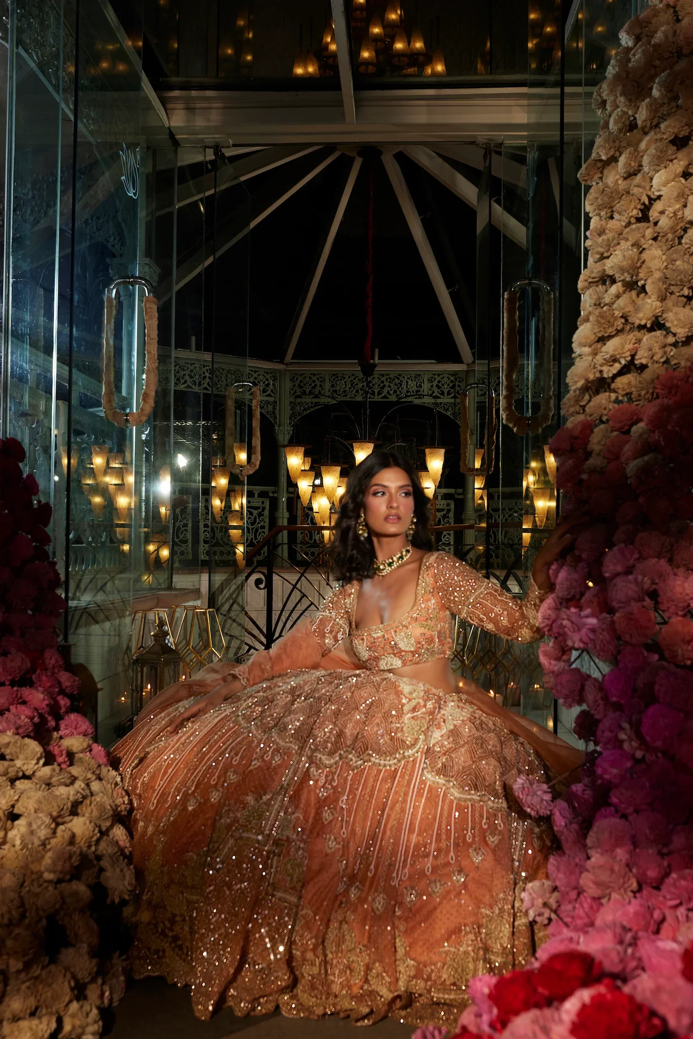 ZEHRA - Fully Hand Embroidered 12 Kalis Lehenga Set - Image 5