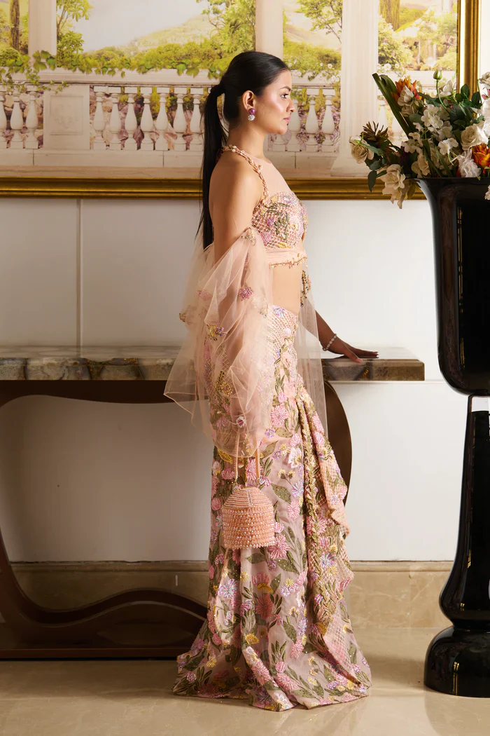 Ziva - Orange Drapped Saree - Image 5