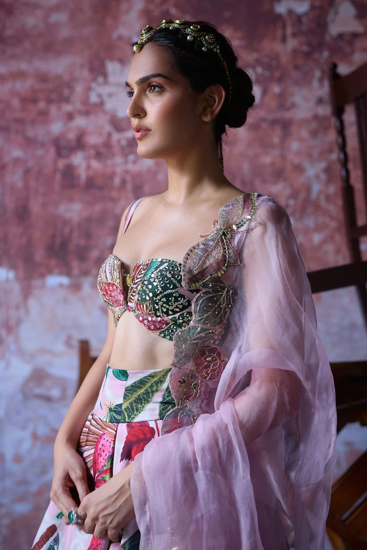 ZUBI - Printed Panalled Lehenga Featuring Pockets - Image 2