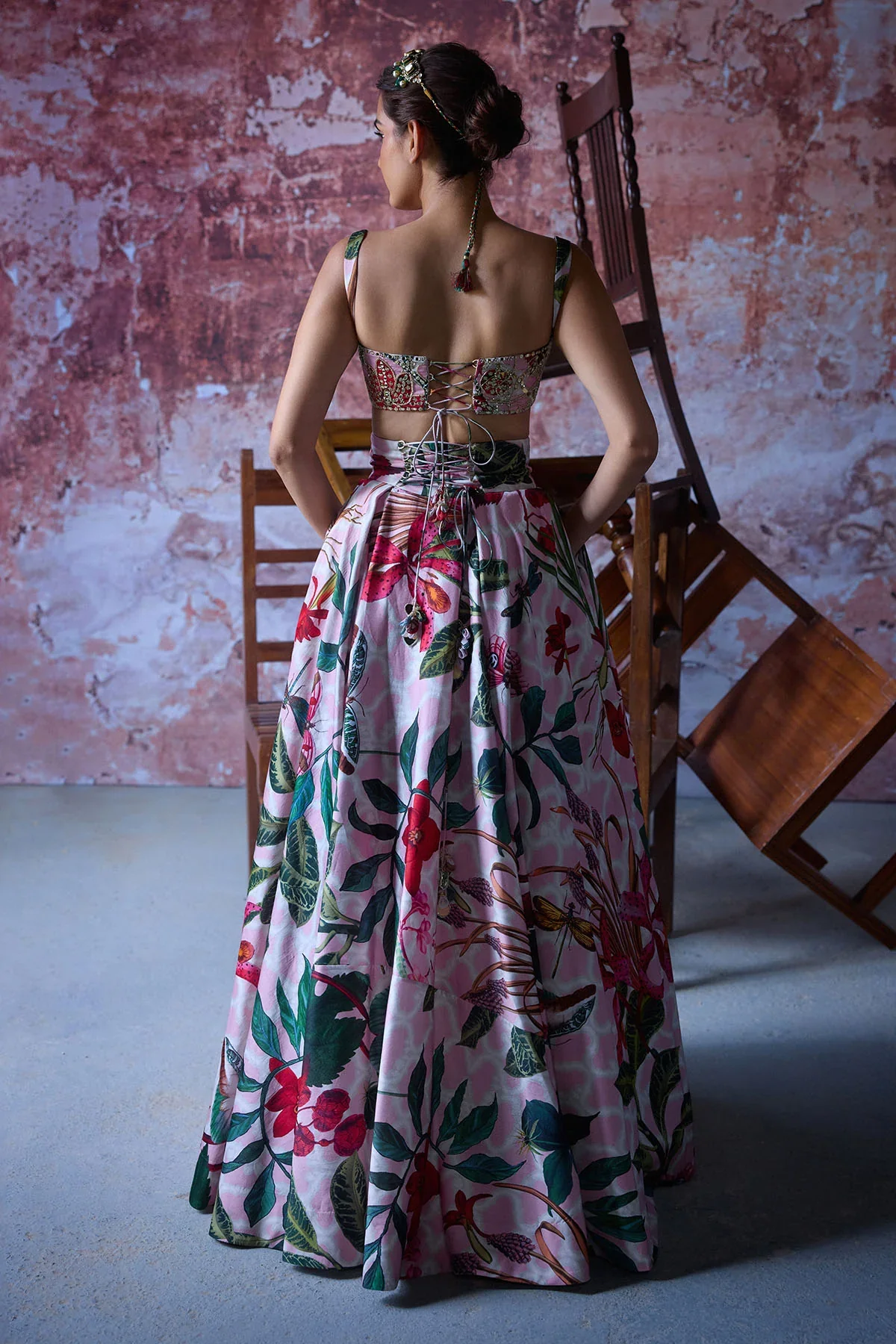 ZUBI - Printed Panalled Lehenga Featuring Pockets - Image 6