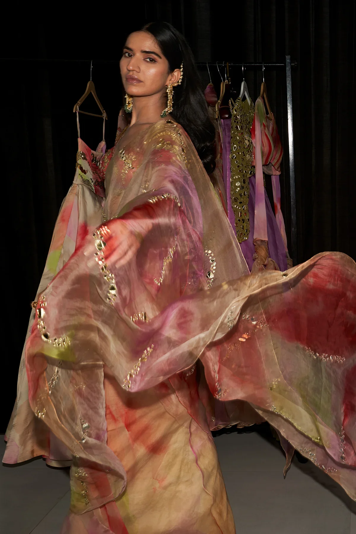 ZUBIEDA - Rang Print Pre Draped Saree - Image 2